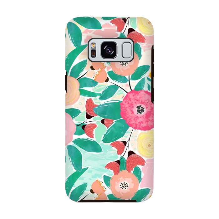 Galaxy S8 StrongFit Modern brush paint abstract floral paint by InovArts
