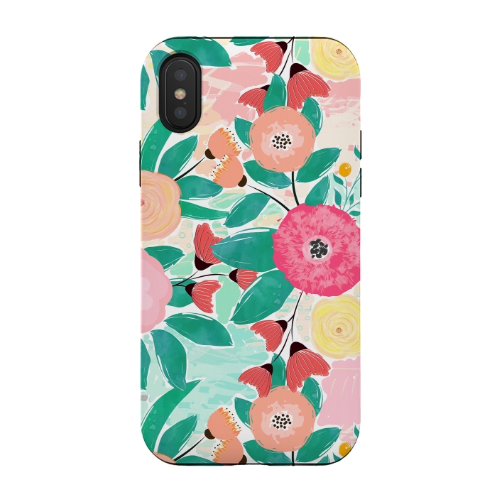 iPhone Xs / X StrongFit Modern brush paint abstract floral paint by InovArts