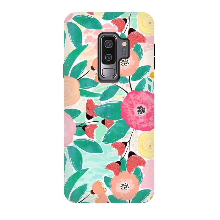 Galaxy S9 plus StrongFit Modern brush paint abstract floral paint by InovArts