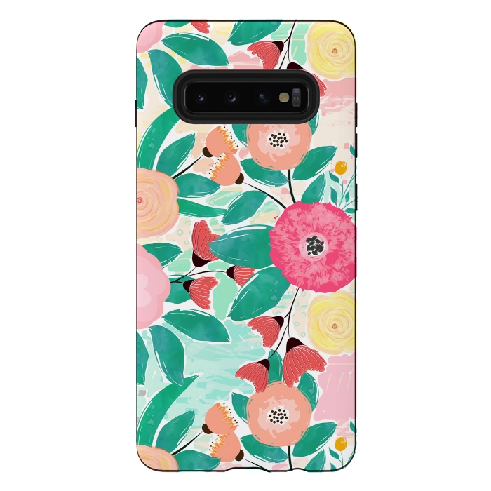 Galaxy S10 plus StrongFit Modern brush paint abstract floral paint by InovArts