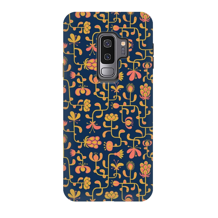 Galaxy S9 plus StrongFit Meandering Flowers by Portia Monberg