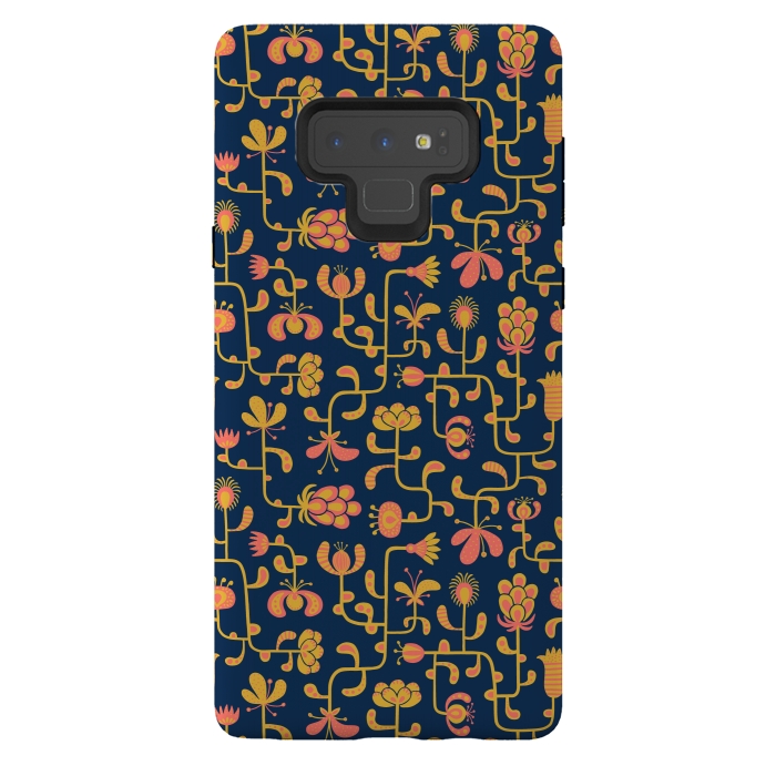 Galaxy Note 9 StrongFit Meandering Flowers by Portia Monberg