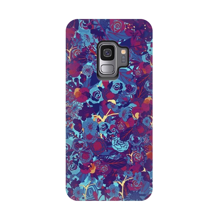 Galaxy S9 StrongFit Blue floral by Jms