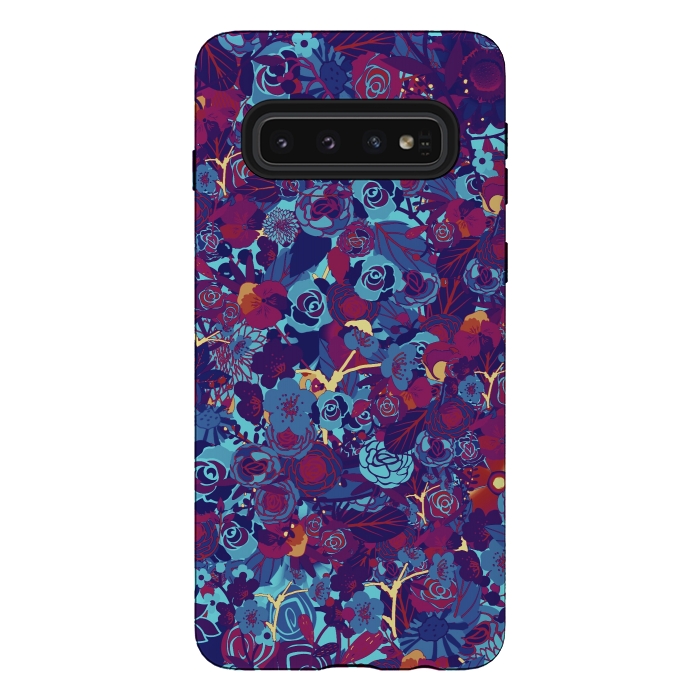 Galaxy S10 StrongFit Blue floral by Jms