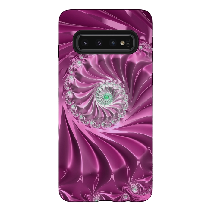 Galaxy S10 StrongFit Fractal Glamour In Pink by Andrea Haase