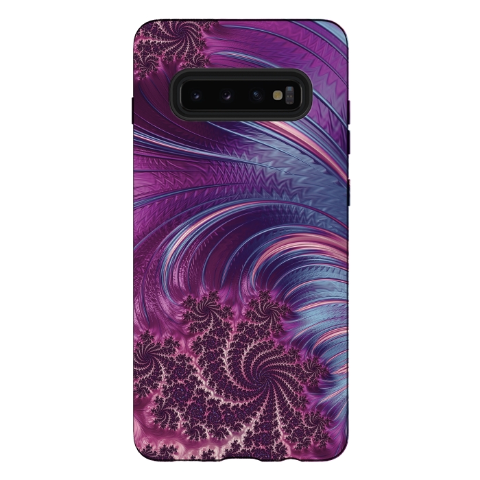 Galaxy S10 plus StrongFit Fantastic Pink Fractal Swirls by Andrea Haase