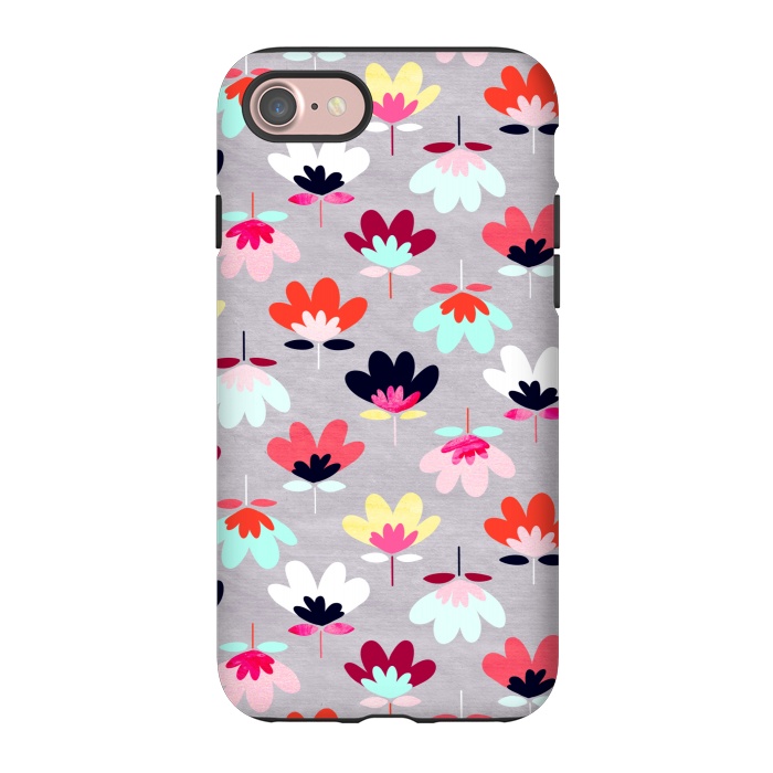 iPhone 7 StrongFit Textured Fan Flowers - Candy Colors  by Tigatiga