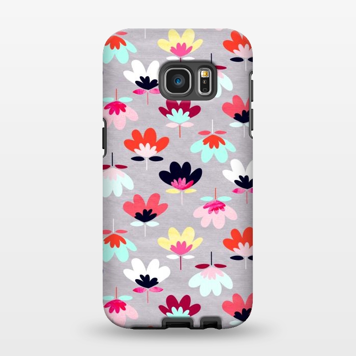 Galaxy S7 EDGE StrongFit Textured Fan Flowers - Candy Colors  by Tigatiga