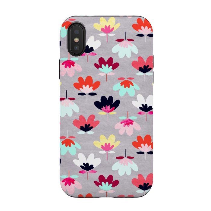 iPhone Xs / X StrongFit Textured Fan Flowers - Candy Colors  by Tigatiga