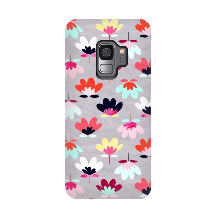 Galaxy S9 StrongFit Textured Fan Flowers - Candy Colors  by Tigatiga