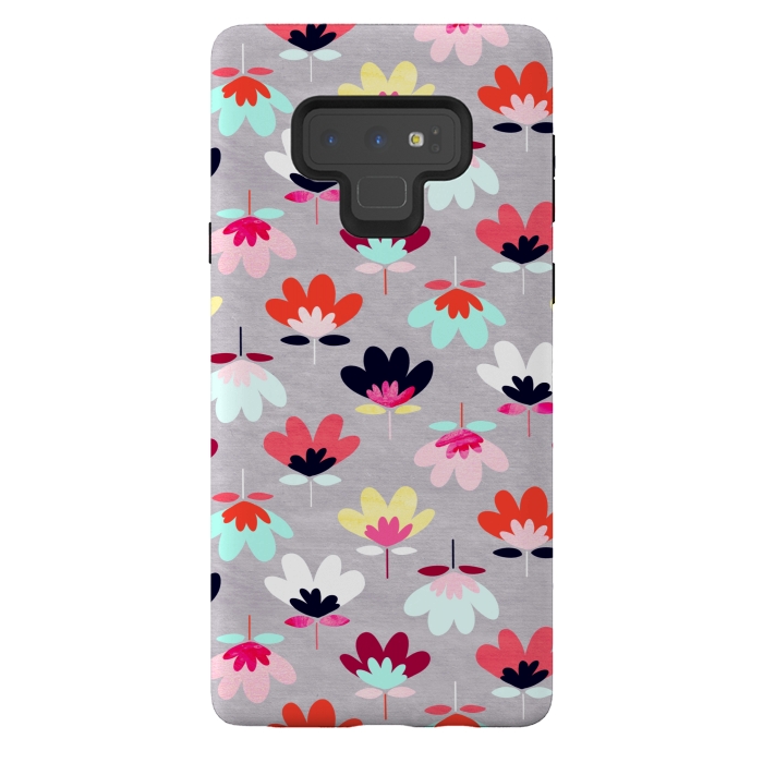 Galaxy Note 9 StrongFit Textured Fan Flowers - Candy Colors  by Tigatiga