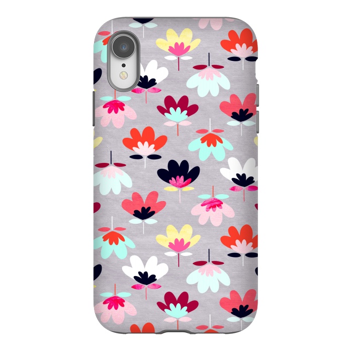 iPhone Xr StrongFit Textured Fan Flowers - Candy Colors  by Tigatiga