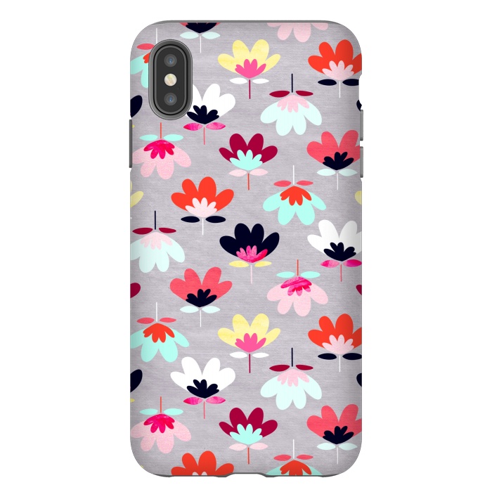 iPhone Xs Max StrongFit Textured Fan Flowers - Candy Colors  by Tigatiga