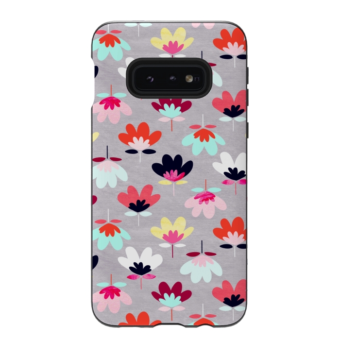 Galaxy S10e StrongFit Textured Fan Flowers - Candy Colors  by Tigatiga