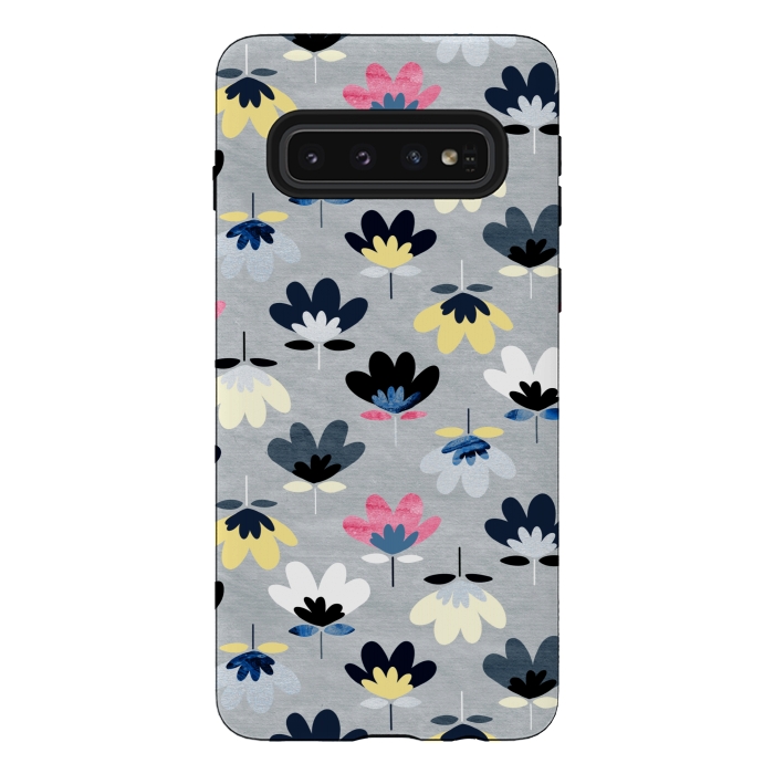 Galaxy S10 StrongFit Fan Flowers - Cool Colors  by Tigatiga