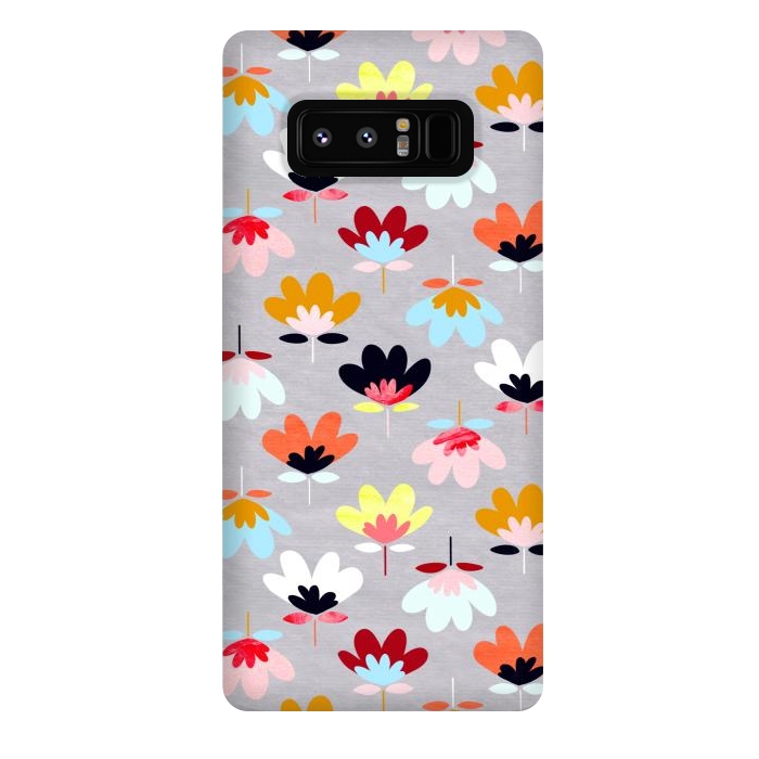Galaxy Note 8 StrongFit Fan Flowers - Warm Colors  by Tigatiga