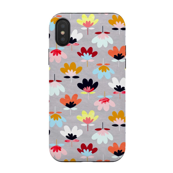iPhone Xs / X StrongFit Fan Flowers - Warm Colors  by Tigatiga