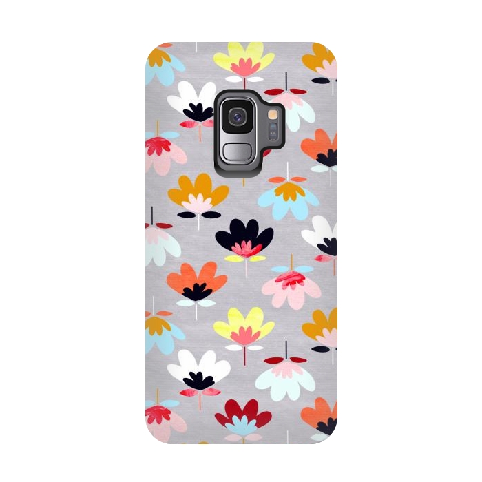 Galaxy S9 StrongFit Fan Flowers - Warm Colors  by Tigatiga