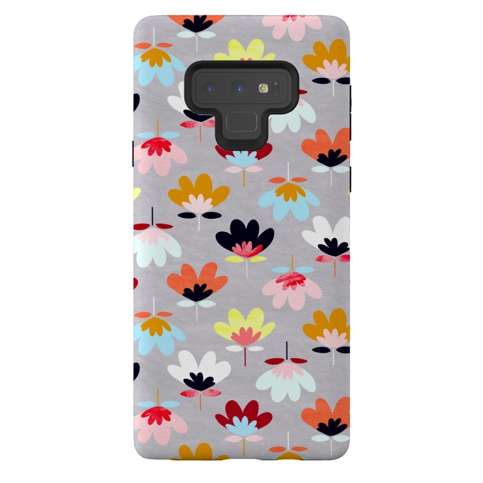 Galaxy Note 9 StrongFit Fan Flowers - Warm Colors  by Tigatiga