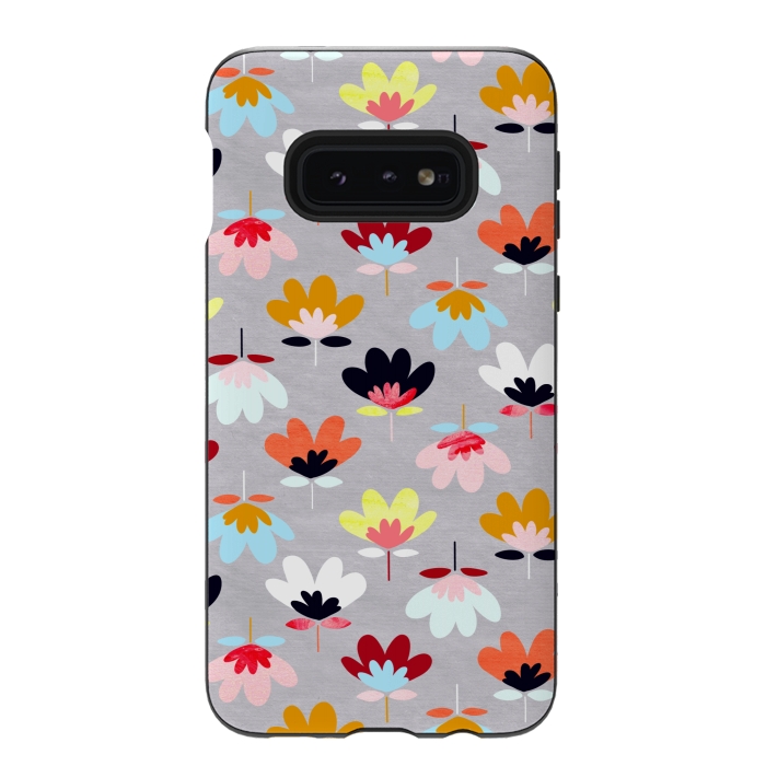 Galaxy S10e StrongFit Fan Flowers - Warm Colors  by Tigatiga
