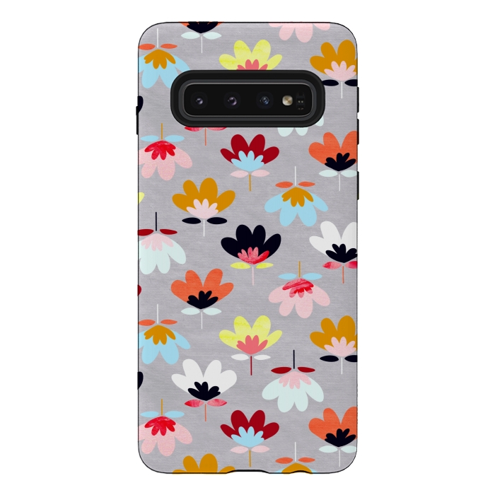 Galaxy S10 StrongFit Fan Flowers - Warm Colors  by Tigatiga