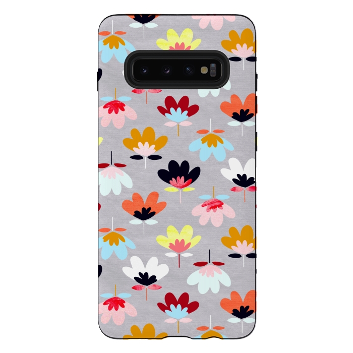 Galaxy S10 plus StrongFit Fan Flowers - Warm Colors  by Tigatiga