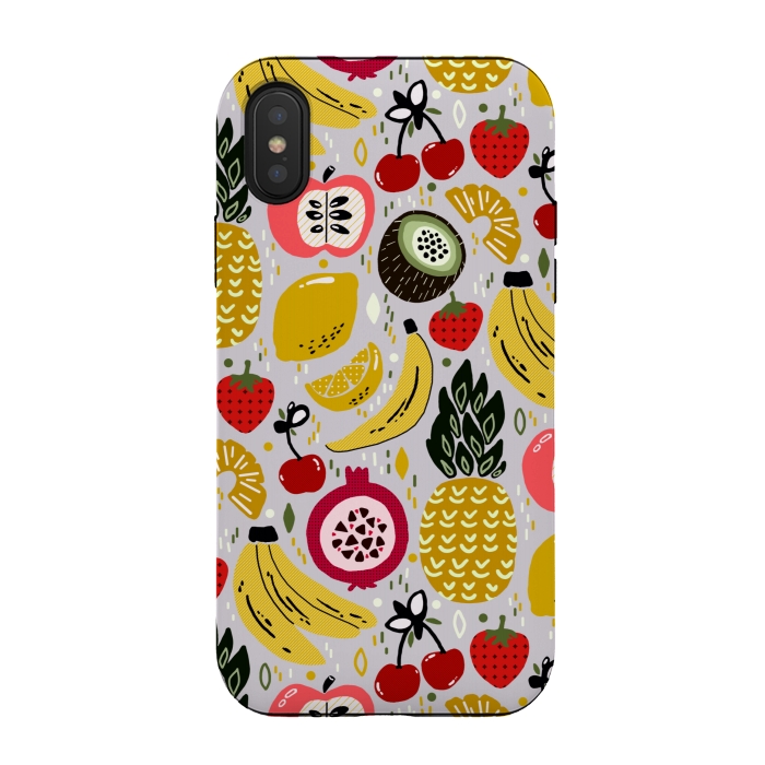 iPhone Xs / X StrongFit Tropical Fresh Funky Fruit  by Tigatiga