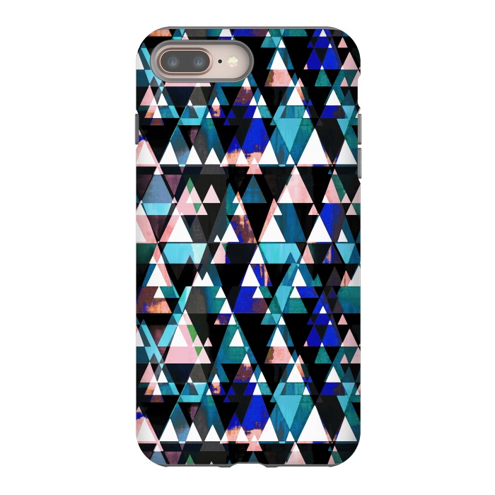 iPhone 7 plus StrongFit Turquoise pink triangles graphic pattern by Oana 