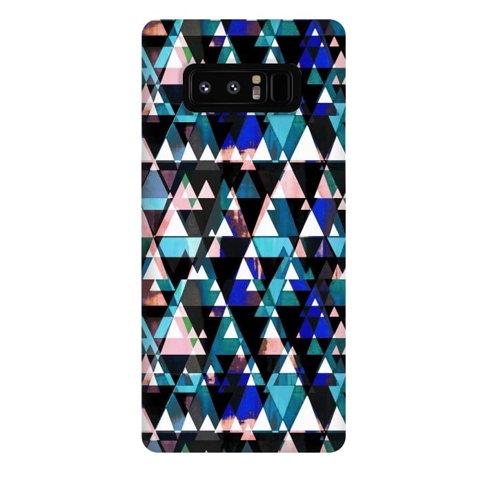 Galaxy Note 8 StrongFit Turquoise pink triangles graphic pattern by Oana 
