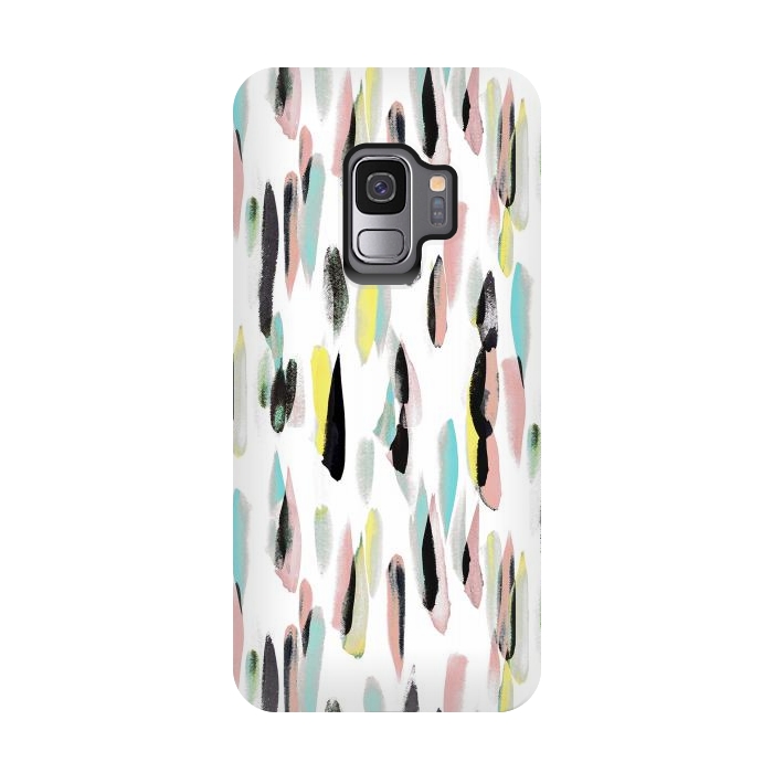 Galaxy S9 StrongFit Colorful brushed watercolor playful pattern by Oana 