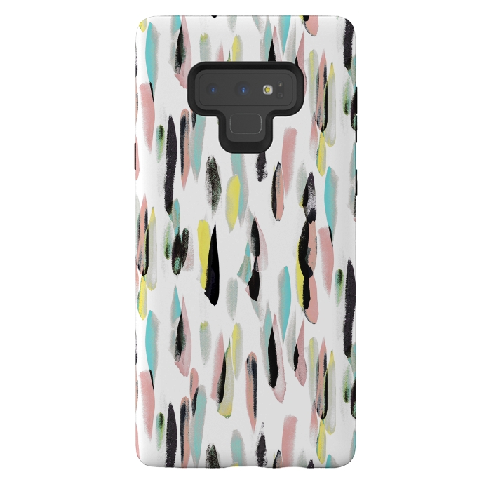 Galaxy Note 9 StrongFit Colorful brushed watercolor playful pattern by Oana 