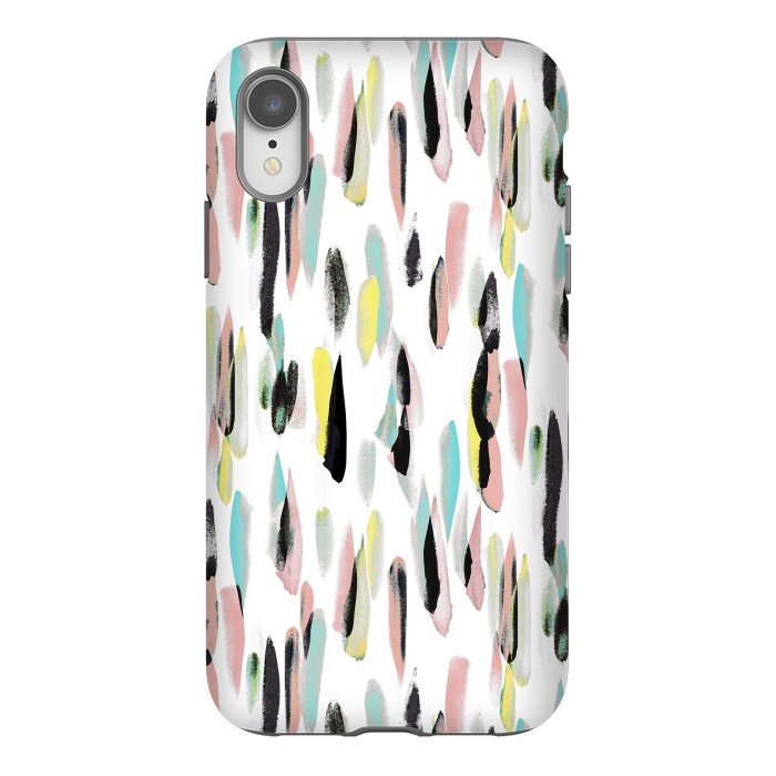 iPhone Xr StrongFit Colorful brushed watercolor playful pattern by Oana 