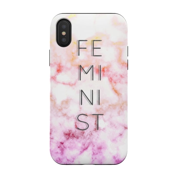 iPhone Xs / X StrongFit Feminist - minimal typography on gradient marble by Oana 
