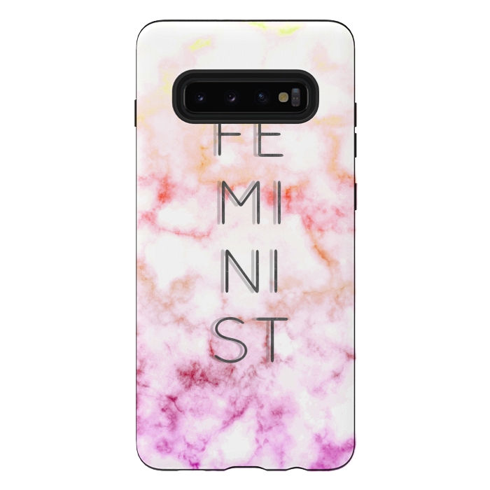 Galaxy S10 plus StrongFit Feminist - minimal typography on gradient marble by Oana 