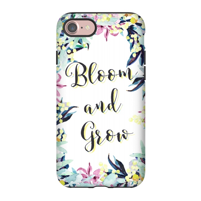 iPhone 7 StrongFit Colorful pastel floral Bloom and Grow typography by Oana 