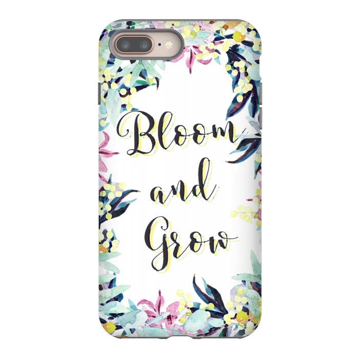 iPhone 7 plus StrongFit Colorful pastel floral Bloom and Grow typography by Oana 