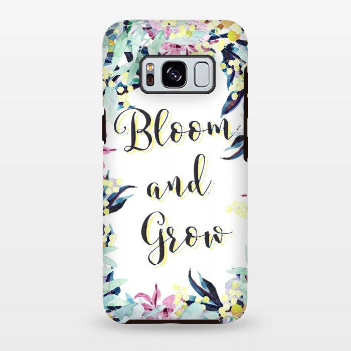 Galaxy S8 plus StrongFit Colorful pastel floral Bloom and Grow typography by Oana 