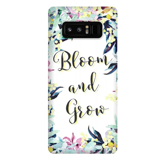 Galaxy Note 8 StrongFit Colorful pastel floral Bloom and Grow typography by Oana 