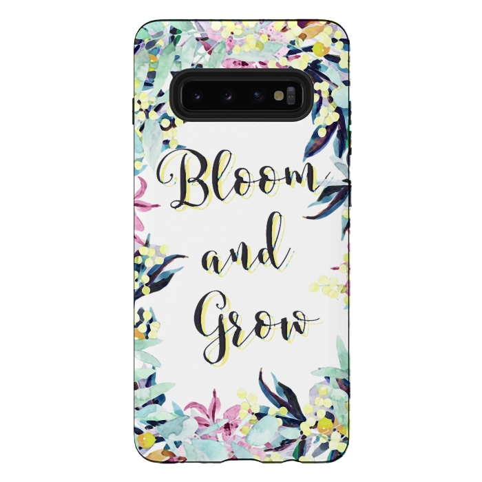 Galaxy S10 plus StrongFit Colorful pastel floral Bloom and Grow typography by Oana 