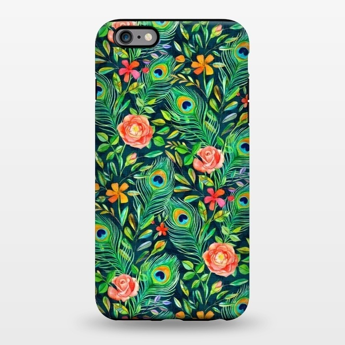 iPhone 6/6s plus StrongFit Peacock Posies on Dark by Micklyn Le Feuvre