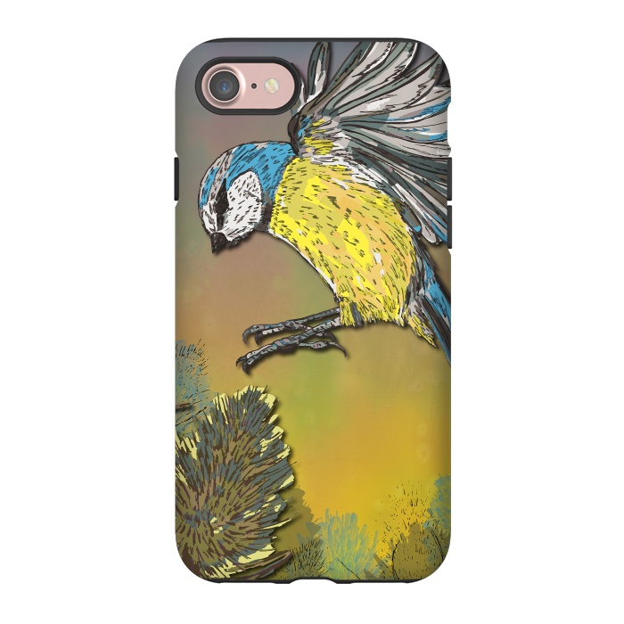 iPhone 7 StrongFit Blue Tit and Teasels by Lotti Brown