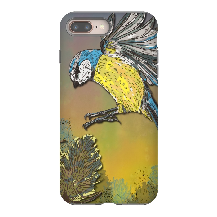 iPhone 7 plus StrongFit Blue Tit and Teasels by Lotti Brown