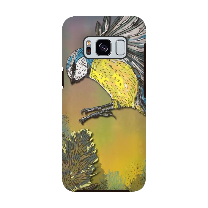 Galaxy S8 StrongFit Blue Tit and Teasels by Lotti Brown