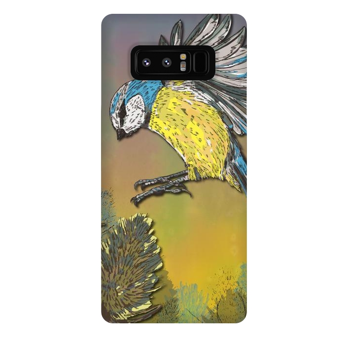Galaxy Note 8 StrongFit Blue Tit and Teasels by Lotti Brown