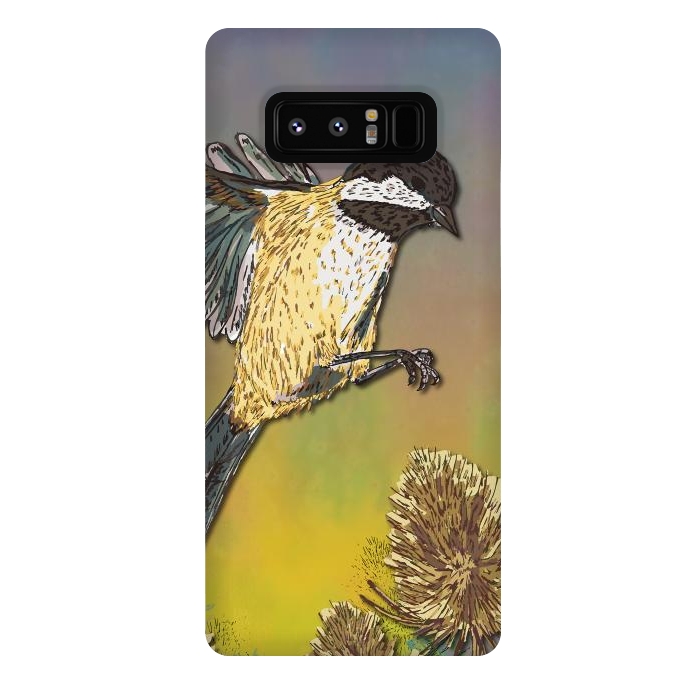 Galaxy Note 8 StrongFit Coal Tit and Teasels by Lotti Brown