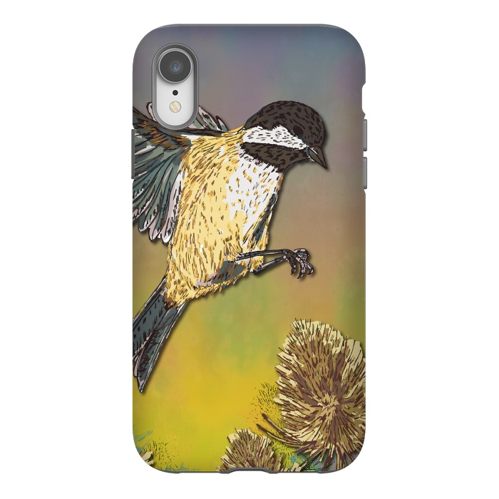 iPhone Xr StrongFit Coal Tit and Teasels by Lotti Brown