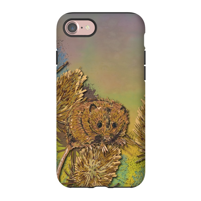 iPhone 7 StrongFit Harvest Mouse and Teasels by Lotti Brown