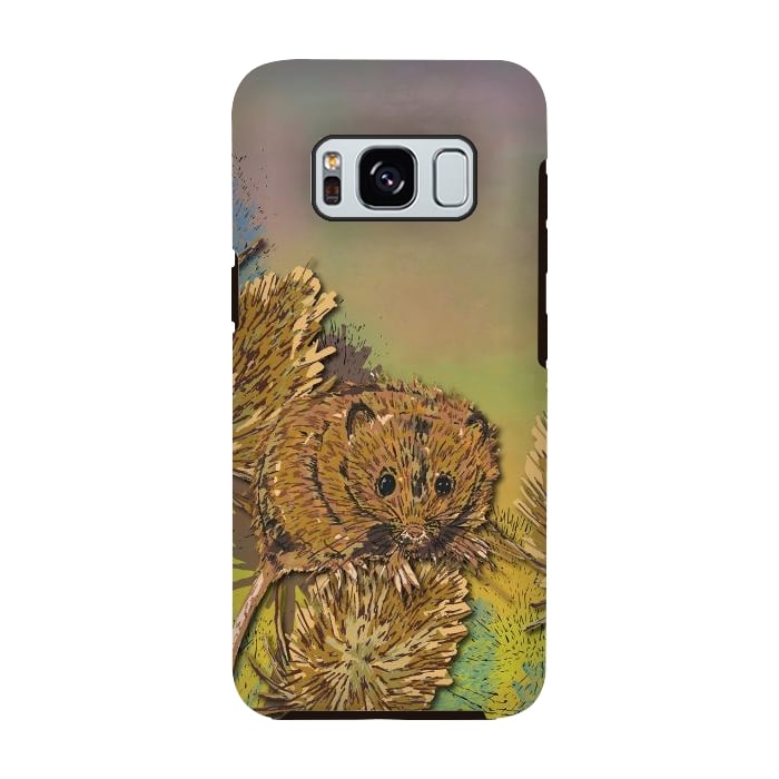 Galaxy S8 StrongFit Harvest Mouse and Teasels by Lotti Brown