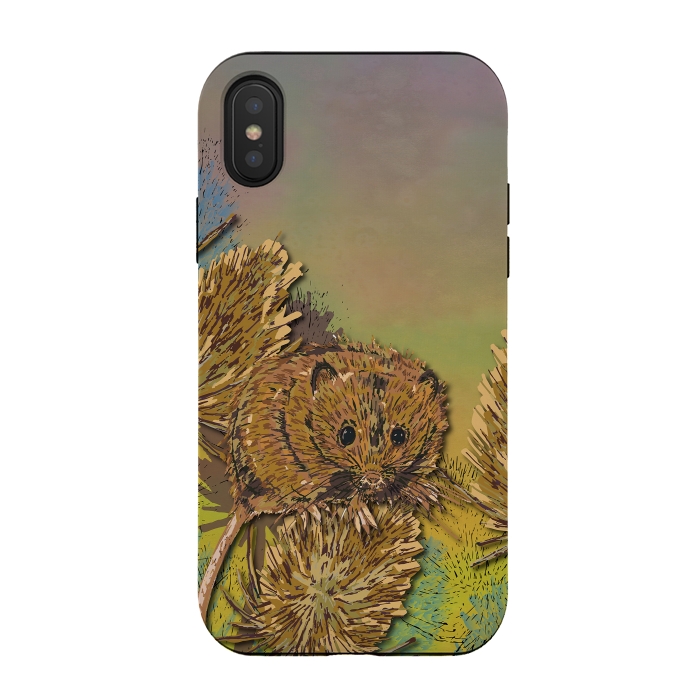 iPhone Xs / X StrongFit Harvest Mouse and Teasels by Lotti Brown