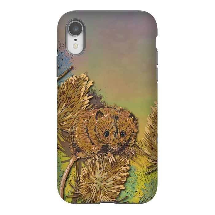iPhone Xr StrongFit Harvest Mouse and Teasels by Lotti Brown